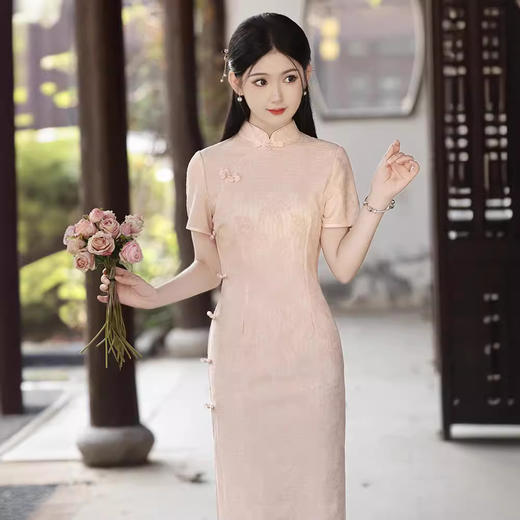 粉色蕾丝改良素雅旗袍GR1096 商品图1