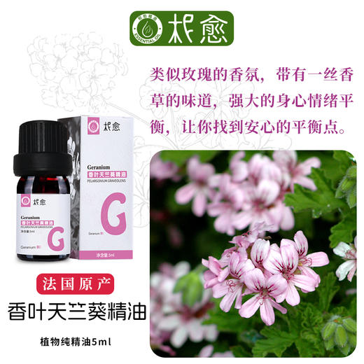 【柅愈】香叶/玫瑰纯精油5ml  法国原产天竺葵精油  单方纯精油  扩香/熏香/调油 商品图1