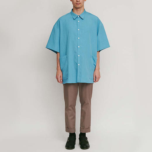 DIGAWEL Side pocket S/S shirt 透气混纺面料侧口袋廓形短袖衬衫 商品图1