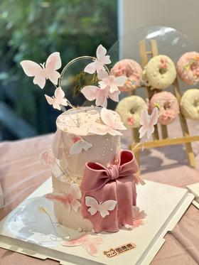 蝴蝶翻糖粉色主题 双层定制 