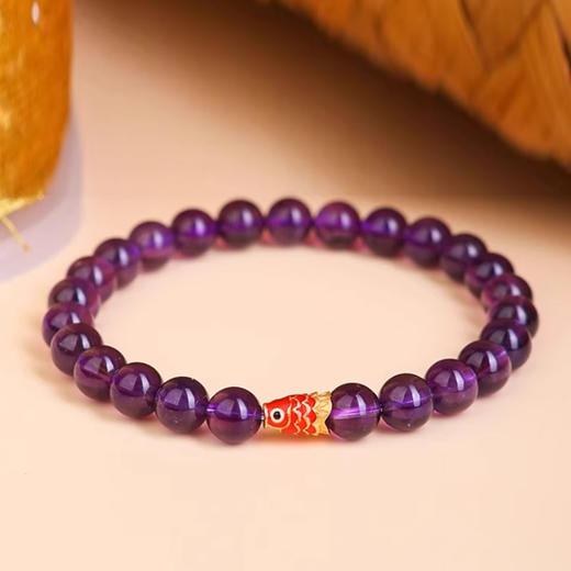 【经典】乘风破浪锦鲤紫水晶手串 浓郁艳紫 晶体干净 商品图2