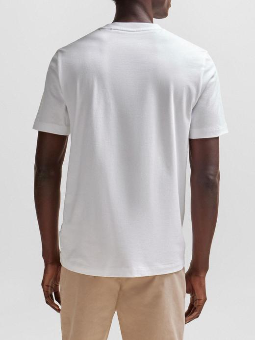 老板 男士2024夏季新款 三色叠影LOGO印花 丝光棉圆领短袖T恤 Z-11685 商品图9