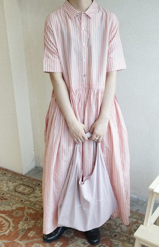 MAKU textiles｜真丝条纹衬衫领连衣裙 商品图5