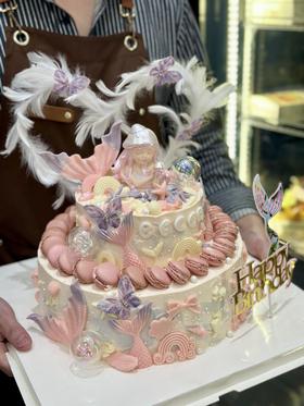 海的女儿主题 双层翻糖定制 