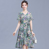 时尚不对称鱼尾裙，中长款印花连衣裙QYM-KED-6459-Y 商品缩略图0