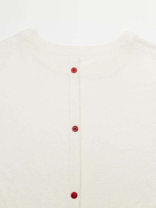 COCO ZONE'扣子T"夏季圆领短袖T恤后背纽扣百搭上衣CC2B0883 商品图4