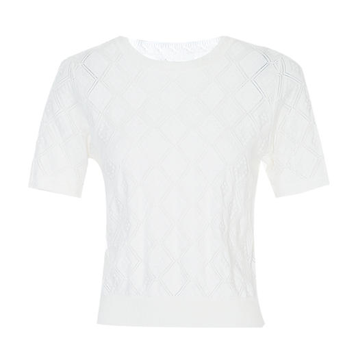 EITIE爱特爱夏季新款舒适轻薄透气修身显瘦菱形短袖针织衫B2401322 商品图11