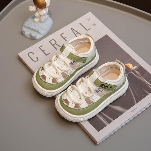 【舒适透气防滑，宝宝时尚休闲凉鞋~】女童凉鞋 宝宝鞋 包头学步鞋 夏季新款休闲韩版学生鞋 魔术贴儿童鞋子-QQ 商品图2