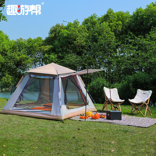 趣游帮   云雾灰2门2窗轻奢露营帐篷（双层帐篷）   Y16plus 商品图4
