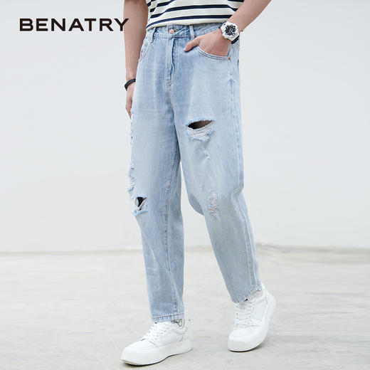 贝纳川新款男士时尚宽松直筒帅气牛仔裤长裤ECK230002077 商品图4