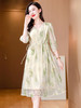 ASE2024夏季V领五分袖气质优雅真丝连衣裙 商品缩略图3