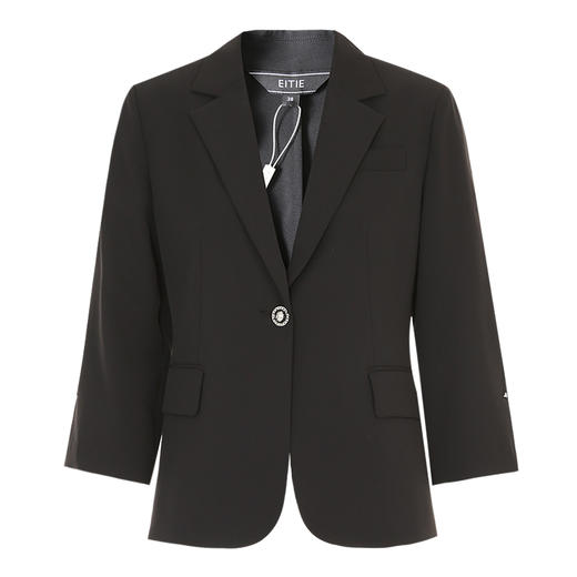 EITIE爱特爱气质干练通勤抽褶七分袖黑色修身西装外套夏新款B2403302 商品图5