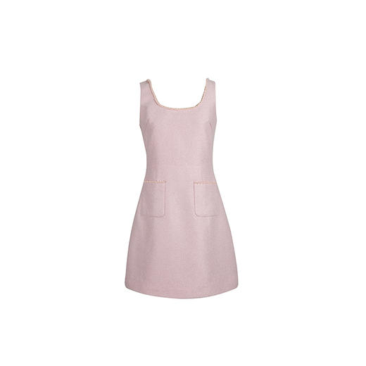 HeyDress小香风连衣裙女夏季法式珍珠边收腰气质A字裙通勤短裙子 商品图4