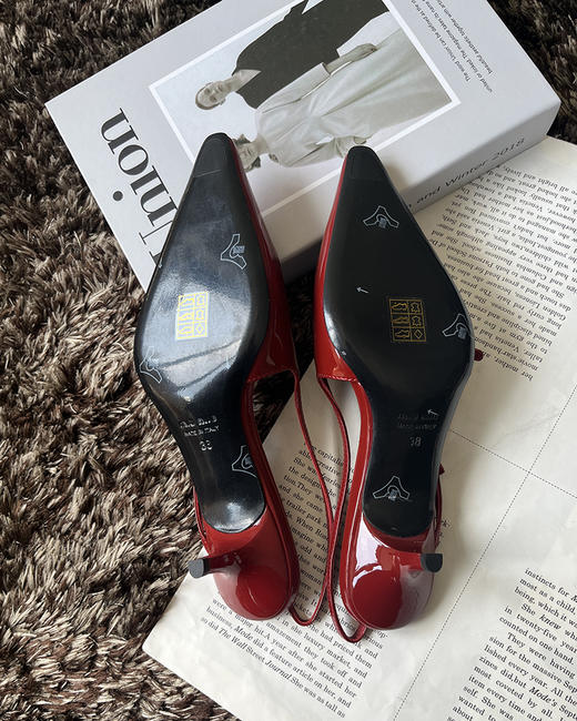 现货 THS 5.18-限时 缪家 女士小尖头漆皮 优雅绑带猫跟穆勒凉鞋 4色 BZ1176 商品图13