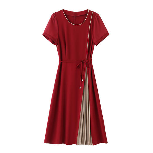 HR WY82259气质时尚优雅拼接撞色A字透气连衣裙 商品图4