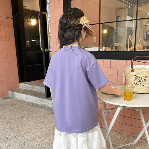 【清仓捡漏】【130-140】【LAVI】女童短袖T恤夏季中大童纯色t恤宽松 商品图7