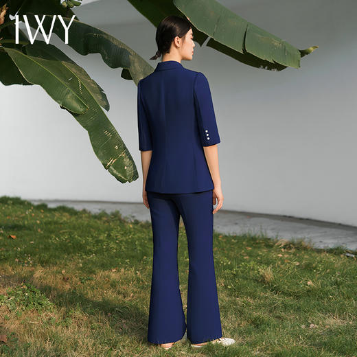 IWY/宽松休闲西装套装藏青色七分袖宽松通勤商务高级职场西服外套C13510+P33510藏青色 商品图3