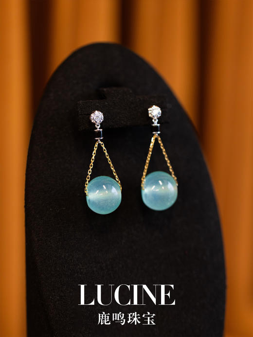 鹿鸣精品珠宝｜悬春雨天青冻耳环 商品图3