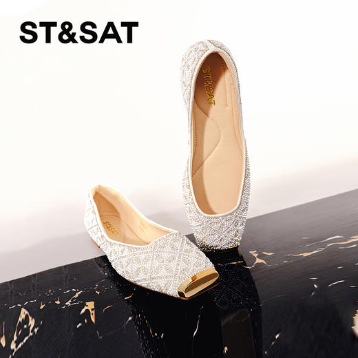 星期六优雅金属方头闪钻平底鞋SSD1111280 商品图2