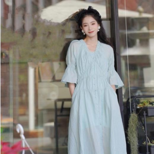 两三事自在如风3.0法式公主袖温柔小众显瘦气质时尚收腰连衣裙 商品图1