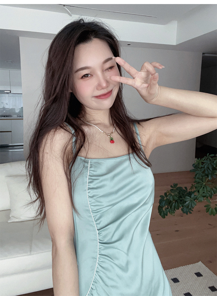 年终特惠 不退不换！！！ptcoling小可另  原创设计收腰褶皱丝感开衩裙