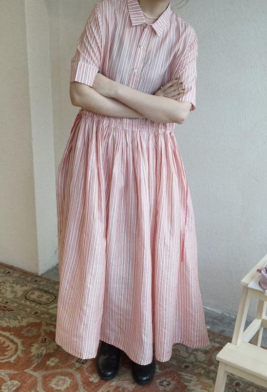 MAKU textiles｜真丝条纹衬衫领连衣裙 商品图6
