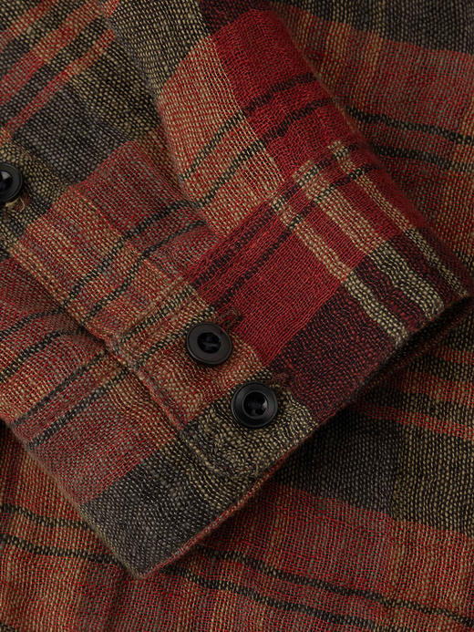 COCO ZONE 复古格子长袖翻领衬衫百搭单排扣上衣CC1B1267 商品图5