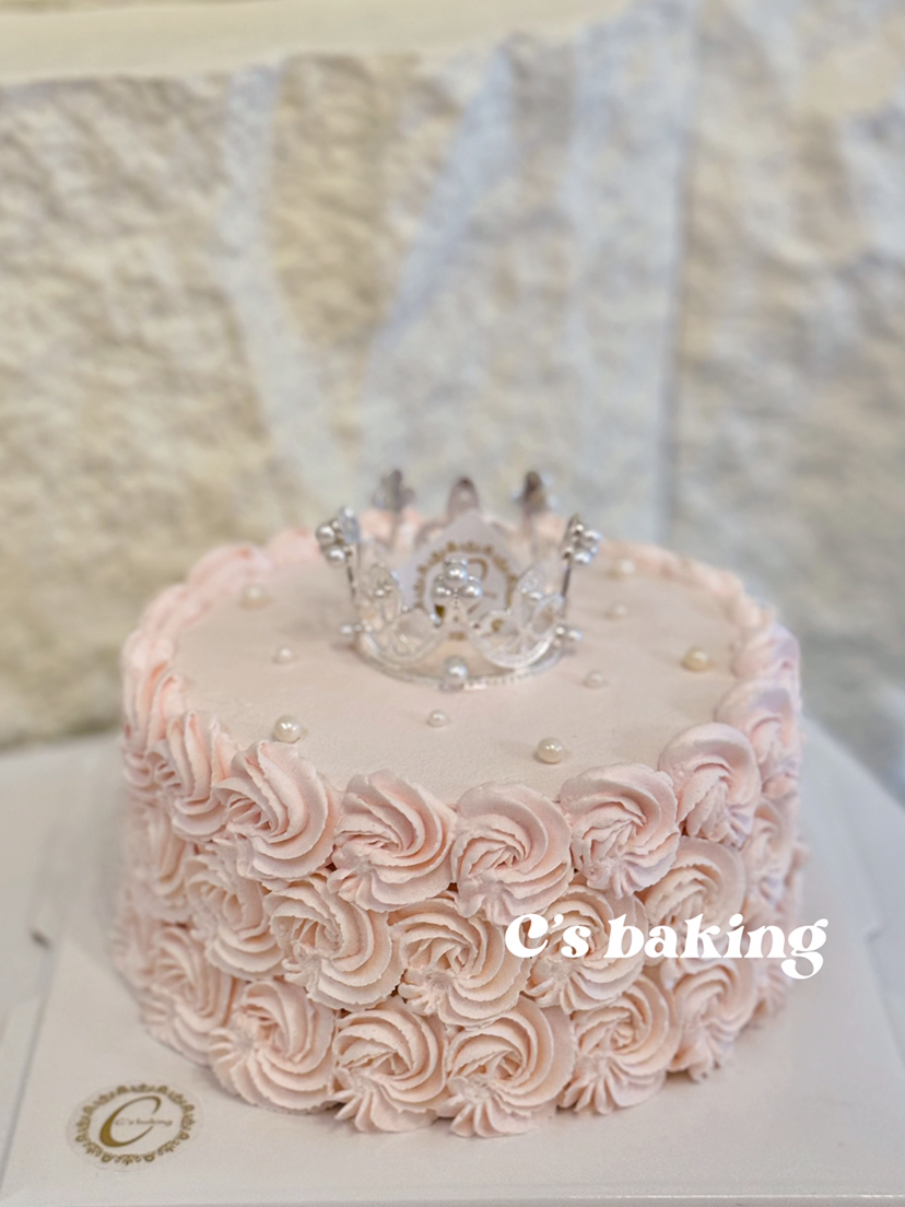 小皇冠+忌廉花（粉色系） 忌廉蛋糕（默认自提，收费配送请联系客服）