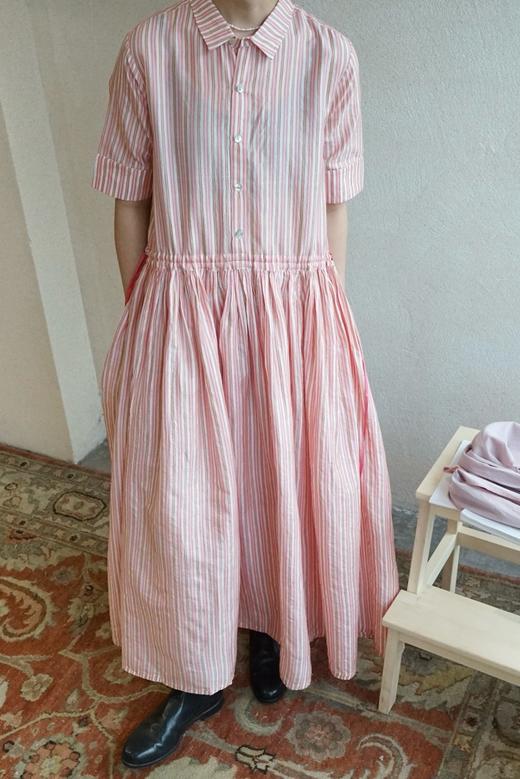 MAKU textiles｜真丝条纹衬衫领连衣裙 商品图3