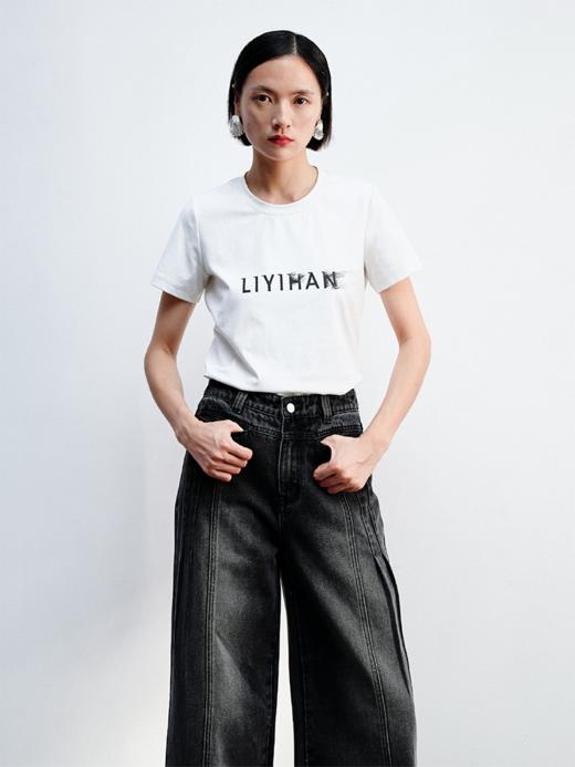 LIYIHAN设计师品牌 2024春夏新款原创简约LOGO印花T恤上衣 商品图1