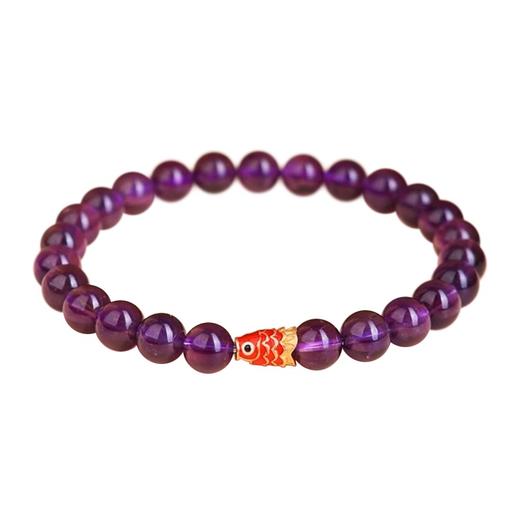 【经典】乘风破浪锦鲤紫水晶手串 浓郁艳紫 晶体干净 商品图4