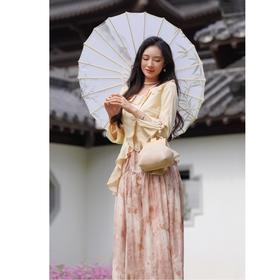 两三事秋色渐染  新中式拜年服气质国风百搭提花晕染碎花两件套装