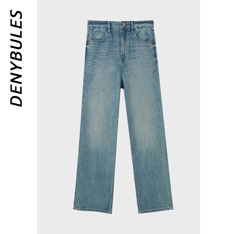 DENYBULES高腰窄版天丝直筒裤