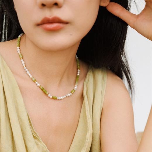 Onchic 柠檬玉串珠项链女天然玉石珍珠毛衣链小众设计感锁骨链 商品图0