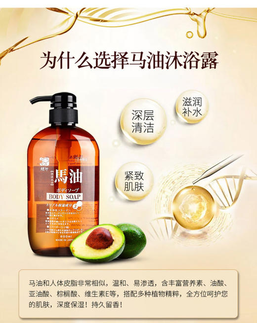 蝶印 保湿精华马油沐浴露 600mL 商品图1