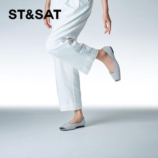 星期六优雅金属方头闪钻平底鞋SSD1111280 商品图8