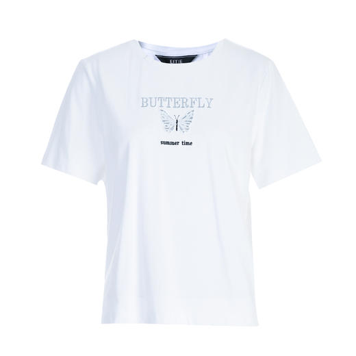 EITIE爱特爱夏季新款时尚休闲百搭舒适简约印花T恤上衣女B2402308 商品图6
