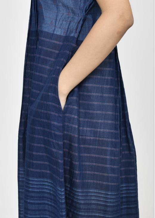 MAKU textiles｜丝棉箱褶条纹连衣裙(配腰带) 商品图5