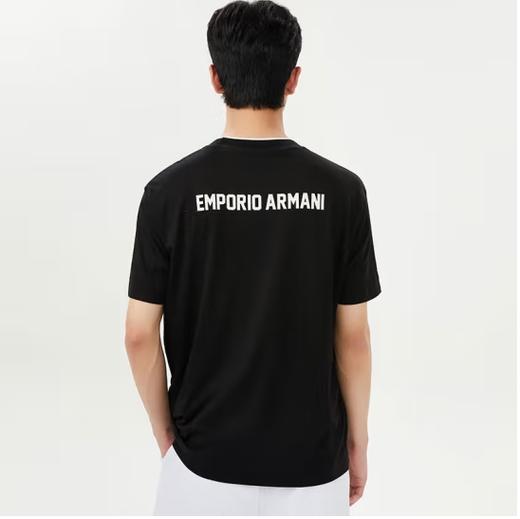 ARMANI 阿玛尼 春夏新品 男士LOGO字母印花休闲圆领短袖T恤 520礼物 黑色 3D1T73 1JPZZ 0060 XXL 商品图2