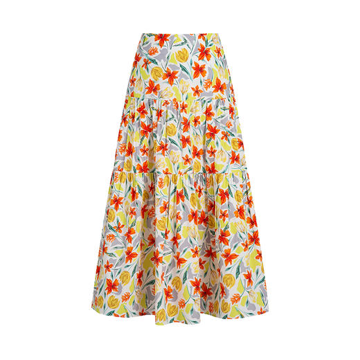 HeyDress法式印花半身裙女春夏高腰宽松压褶A字裙优雅气质伞摆裙 商品图4