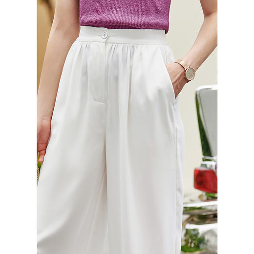 欧芮儿高腰显瘦白色休闲裤女2021新款夏季垂感直筒宽松阔腿长裤子 商品图1