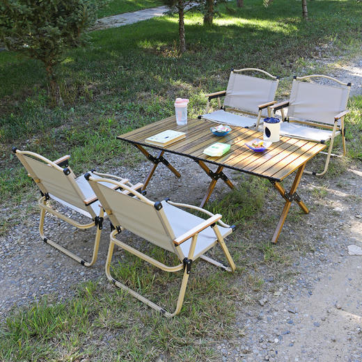 趣游帮   120方管脚架木纹蛋卷长桌   Y49 商品图4