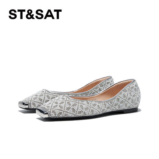 星期六优雅金属方头闪钻平底鞋SSD1111280 商品图11