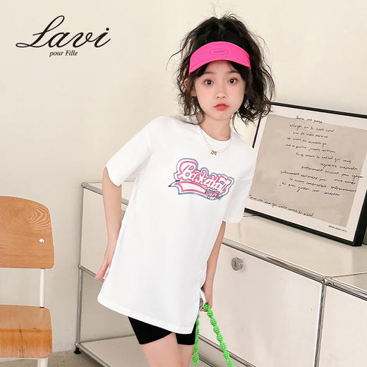 【清仓捡漏】【130-140】【LAVI】女童短袖T恤夏季中大童纯色t恤宽松 商品图4