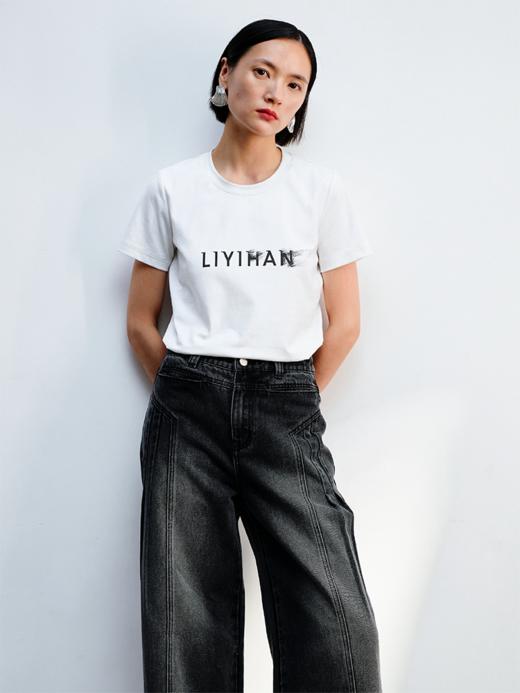 LIYIHAN设计师品牌 2024春夏新款原创简约LOGO印花T恤上衣 商品图0