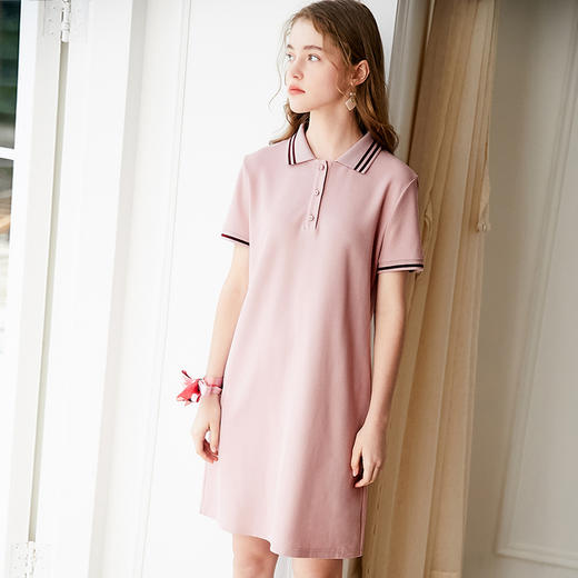 欧芮儿夏装2019新款女装简约百搭polo连衣裙中长款气质显瘦女裙 商品图0