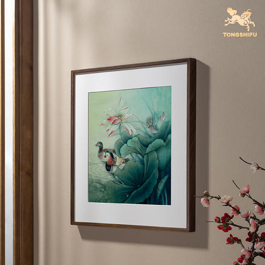 铜师傅 手工錾刻 铜雕画《鸳鸯荷花》客厅玄关画沙发背景墙装饰画 商品图4