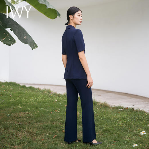 IWY/时尚藏青色西服套装宽松西装七分袖显瘦时尚高级版职业装裤装C13513+P33513藏青色 商品图3
