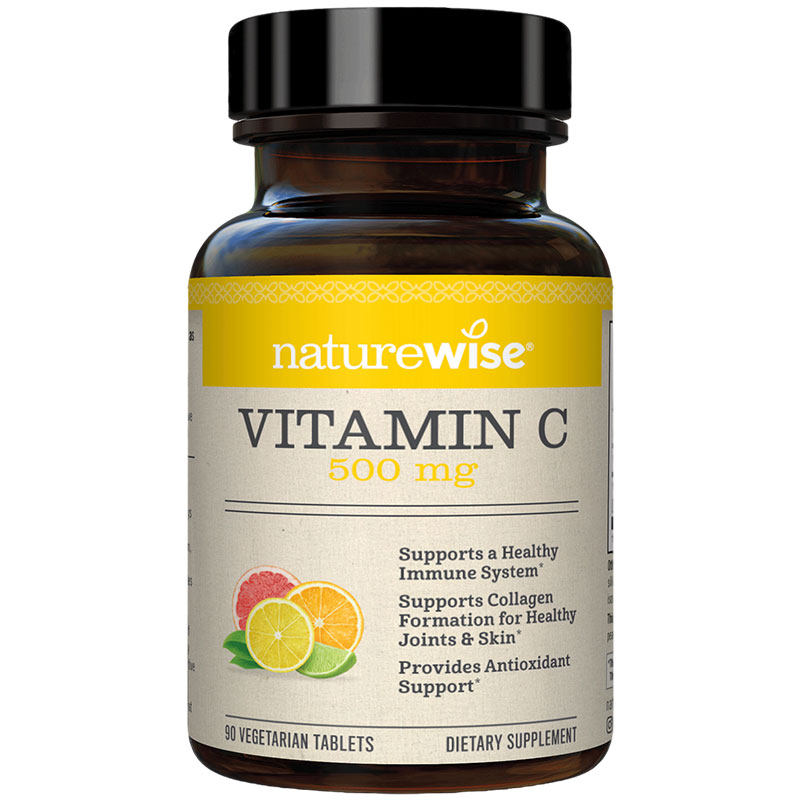 Nature Wise进口天然维生素C无糖VC+VP复合片吞服非泡腾片90粒/瓶（效期至26.06）