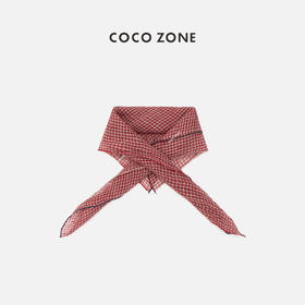 COCO ZONE2024时尚复古格子小方巾简约百搭撞色小丝巾CC2B0782